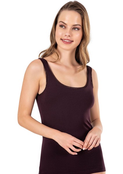 Kadın Pamuklu Modal Likralı Tül Biyeli Kalın Askılı Atlet modelleri