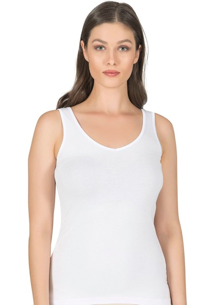 Kadın Pamuklu Modal Esnek Yumuşak Biyeli Kalın Askılı Örme Atlet