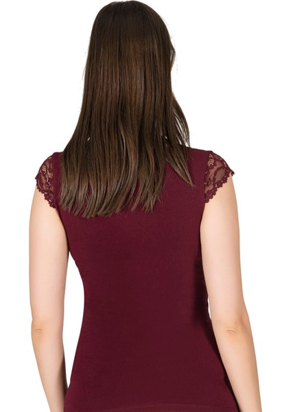 Kadın Pamuklu Kısa Kollu Dantelli Örme Atlet fiyatları