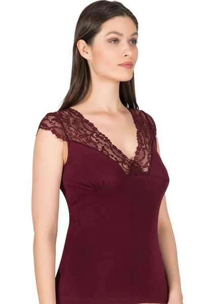 Kadın Pamuklu Kısa Kollu Dantelli Örme Atlet fırsatları