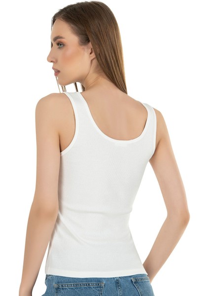 Kadın Pamuklu Fitilli Örme Kalın Askılı Atlet fiyatları