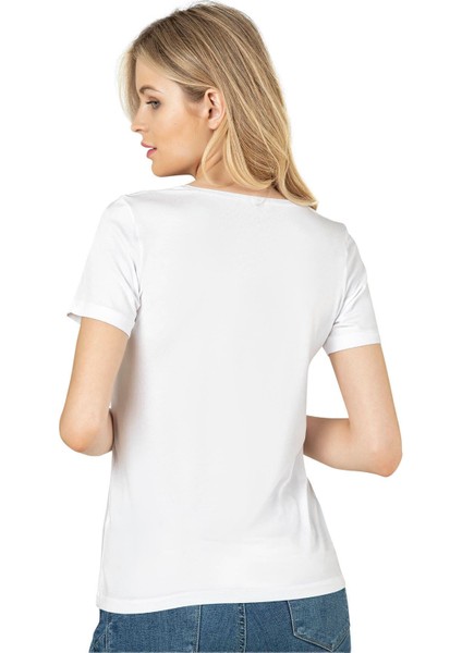 Kadın Pamuklu Kısa Kollu Bisiklet Yaka Esnek Rahat Fanila T-Shirt fiyatları