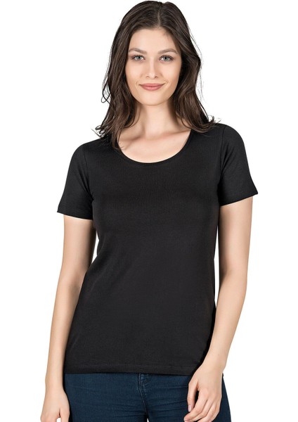 Kadın Pamuklu Kısa Kollu Bisiklet Yaka Esnek Rahat Fanila T-Shirt modelleri