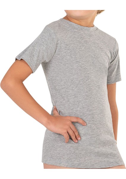 6'li Paket Erkek Çocuk %100 Pamuklu Ribana Esnek Rahat Yarım Kol Kapalı Yaka Fanila T-Shirt modelleri