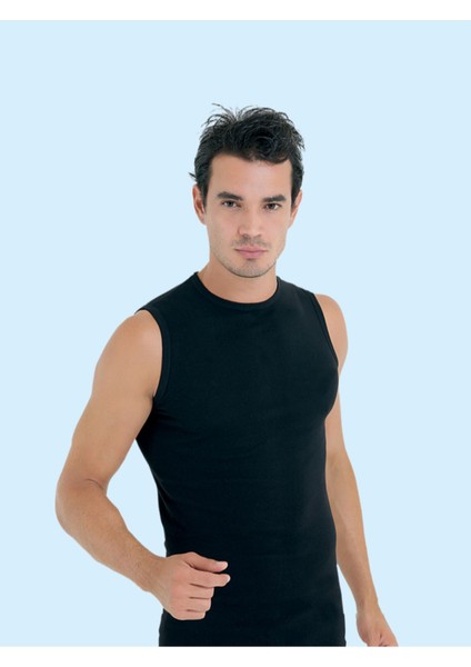 Ceylanoğlu %100 Pamuk Erkek Ribana Oval Yaka Sıfır Kol Atlet 027 (3 Adet)