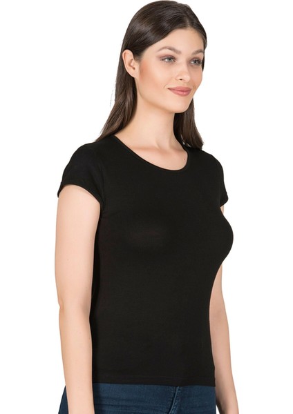 Kadın Premium Yumuşak Rahat Kumaş Viskon Bisiklet Yaka Kısa Kollu Örme T-Shirt fırsatları