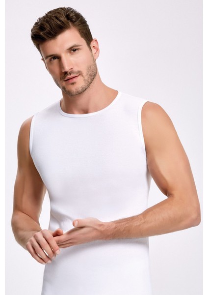 %100 Pamuk Ribana Erkek Sıfır Kol Fanila 1006 ( 6 Adet)