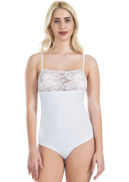 Iç Giyim Derya Kurşun Pamuk Kumaş Ön Kısımları Geniş Dantel Işlemeli Ip Askılı Çıt Çıtlı Body Atlet