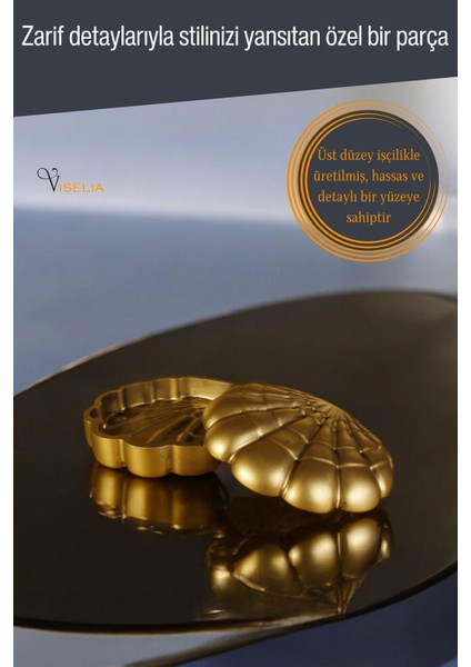 Takı Kutusu Takı Organizer Kapaklı Kutu Takı Düzenleyici Altın Renk Model 11