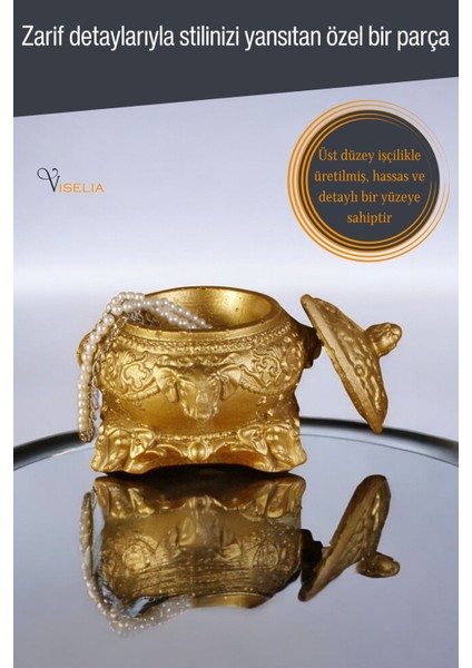 Takı Kutusu Takı Organizer Kapaklı Kutu Takı Düzenleyici Gümüş Eskitme Renk Model 1