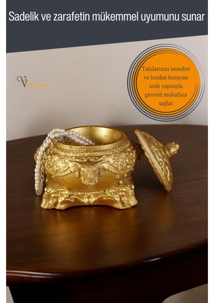 Takı Kutusu Takı Organizer Kapaklı Kutu Takı Düzenleyici Gümüş Eskitme Renk Model 1