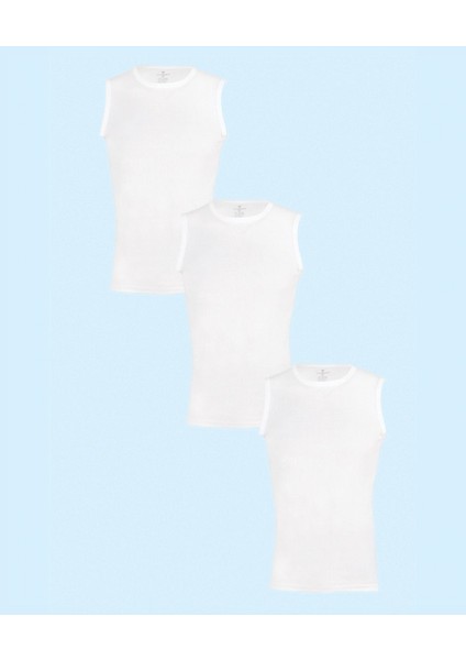 Ceylanoğlu %100 Pamuk Erkek Ribana Oval Yaka Sıfır Kol Atlet 027 (3 Adet)