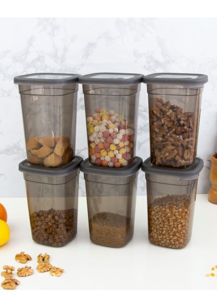 6 Adet Gri Dikdörtgen Saklama Kabı 1,1 Lt. 1100 Ml. Paket modelleri