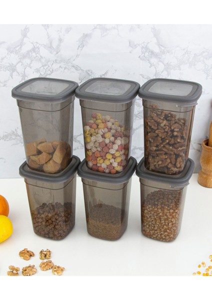 6 Adet Gri Dikdörtgen Saklama Kabı 1,1 Lt. 1100 Ml. Paket fırsatları