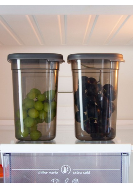 6 Adet Gri Dikdörtgen Saklama Kabı 1,1 Lt. 1100 Ml. Paket