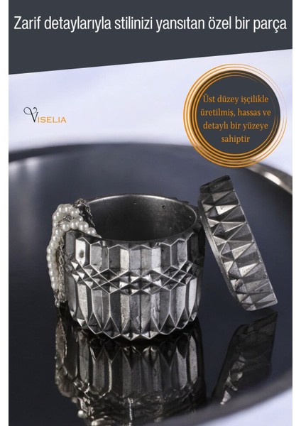 Takı Kutusu Takı Organizer Kapaklı Kutu Takı Düzenleyici Gümüş Eskitme Renk Model 8