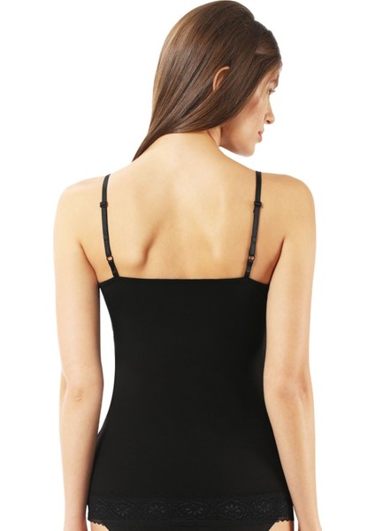 Kadın Pamuklu Modal Yakası ve Eteği Dantelli Ince Askılı Atlet fiyatları