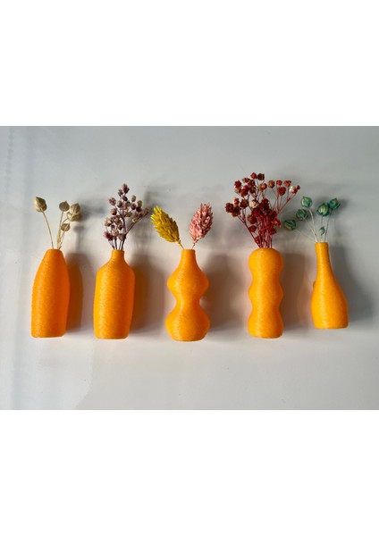 Miniflora - 5'li Magnetli Mini Vazo - Turuncu