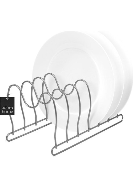 6 Bölmeli Paslanmaz Metal Tava ve Tabak Düzenleyici Raf