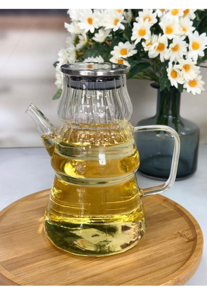 Şeffaf Cam Yağdanlık, 1000 Ml, Dayanıklı ve Şık Tasarım.