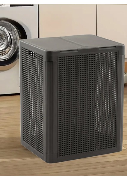 2 Gözlü Kapaklı Çamaşır Sepeti Kirli Sepeti