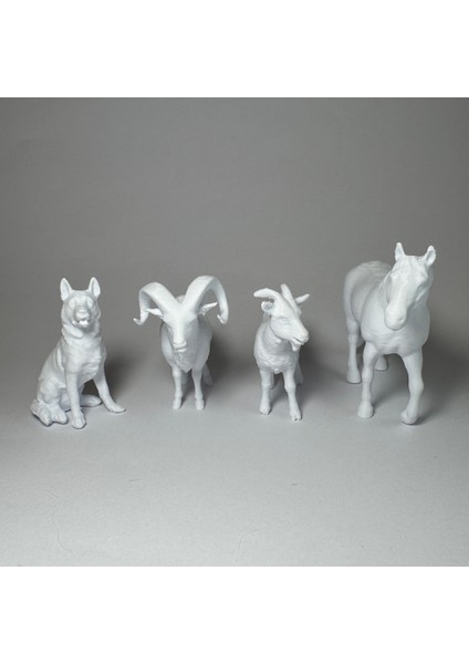 Çiftlik Hayvanları Serisi 2 - Plastik Oyuncak Boyama Seti - At, Keçi, Koç, Köpek