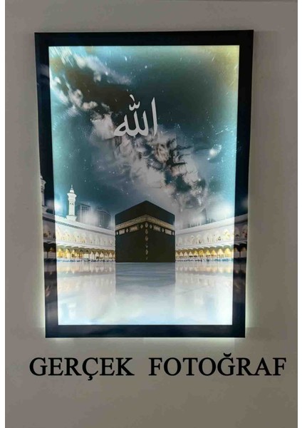 LED Işıklı Kâbe Kanvas Tablo