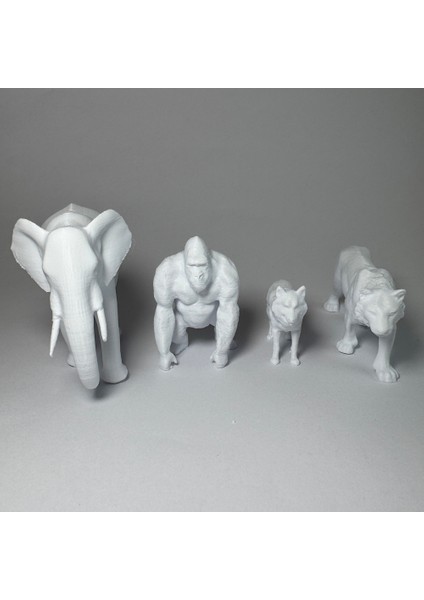 Yabani Hayvanlar Serisi 1 - Plastik Oyuncak Boyama Seti - Fil, Kaplan, Goril, Kurt