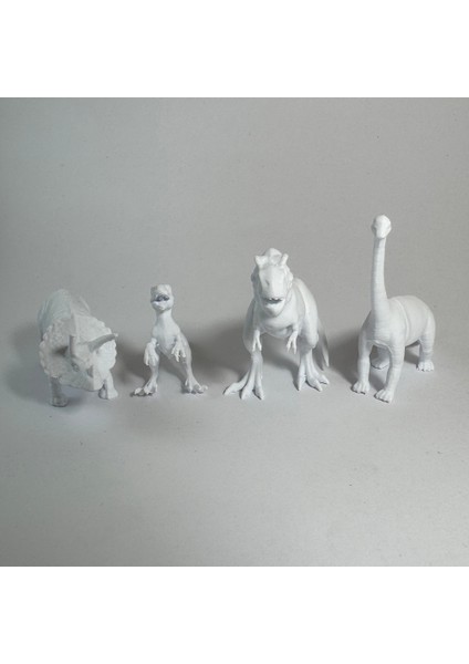 Dinozor Serisi 1 - Plastik Oyuncak Boyama Seti - T-Rex, Triceratops, Velociraptor, Brachiosaurus