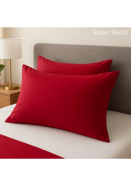 Bordo Yastık Kılıfı Pamuk Kumaş Kapaklı (2 Adet) 50 x 70 cm