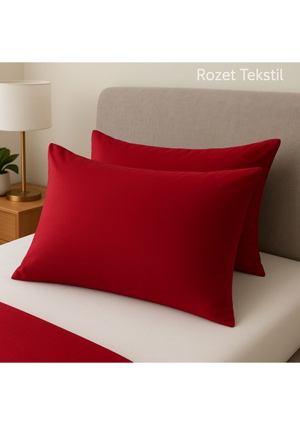 Bordo Yastık Kılıfı Pamuk Kumaş Kapaklı (2 Adet) 50 x 70 cm fırsatları