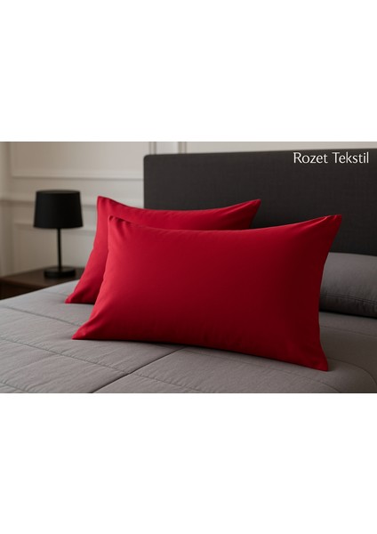 Bordo Yastık Kılıfı Pamuk Kumaş Kapaklı (2 Adet) 50 x 70 cm