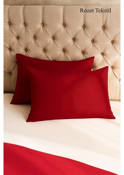 Bordo Yastık Kılıfı Pamuk Kumaş Kapaklı (2 Adet) 50 x 70 cm