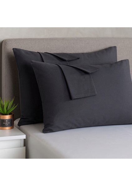 Antrasit Yastık Kılıfı Pamuk Kumaş Kapaklı (2 Adet) 50 x 70 cm fiyatları