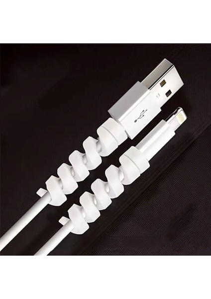 10 Adet Esnek Silikon Spiral Kablo Koruyucu Şarj Kablosu Kulaklık Kablosu Koruyucu Yüksek Kalite