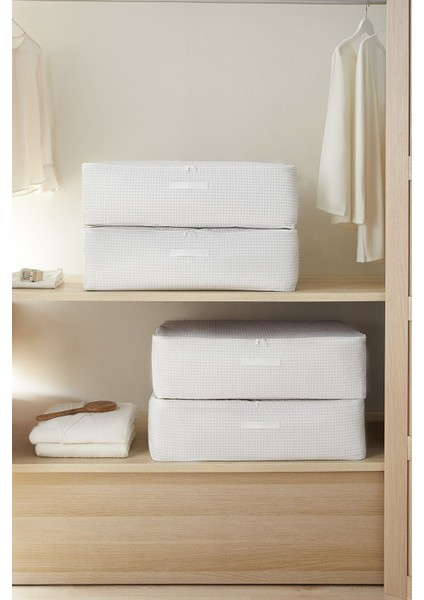 4'lü Gri Pötikare Baza Altı Valiz Düzenleyici Hurç 74X46X22