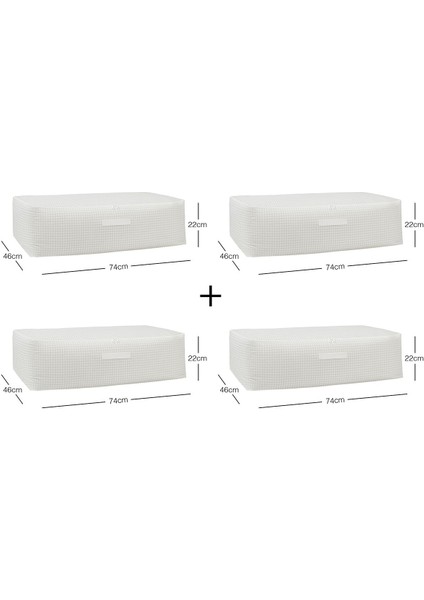 4'lü Gri Pötikare Baza Altı Valiz Düzenleyici Hurç 74X46X22