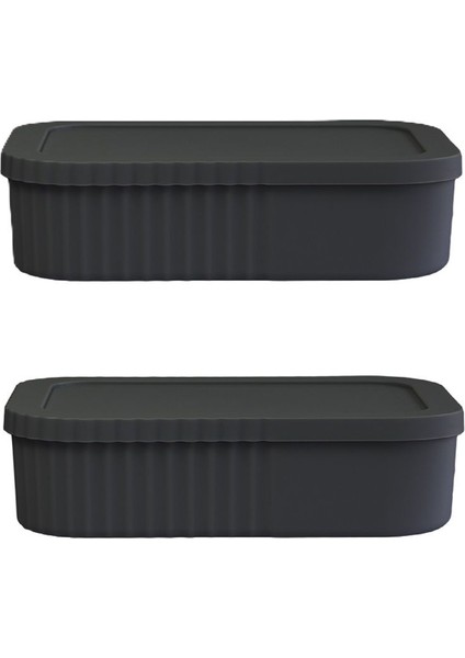 2'li Siyah Çok Amaçlı Kapaklı Mini Saklama Kutusu, 3 Litre