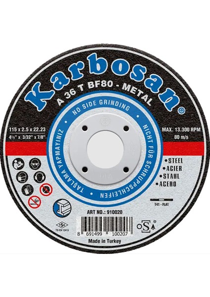 KARBOSAN 230x3x22 NK Metal Kesme Taşı (10 Adet)