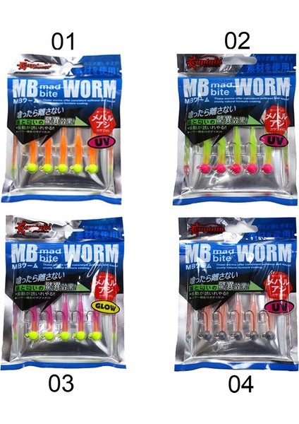 3521 Mini Worm 4.5cm 2gr Hazır Lrf Silikon Yem (5'li Paket)