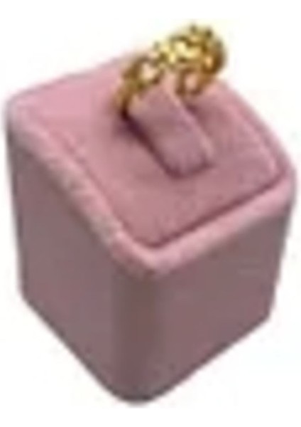 Şık Süet Kumaş Pembe Yüzük Sergileme Aksesuarı