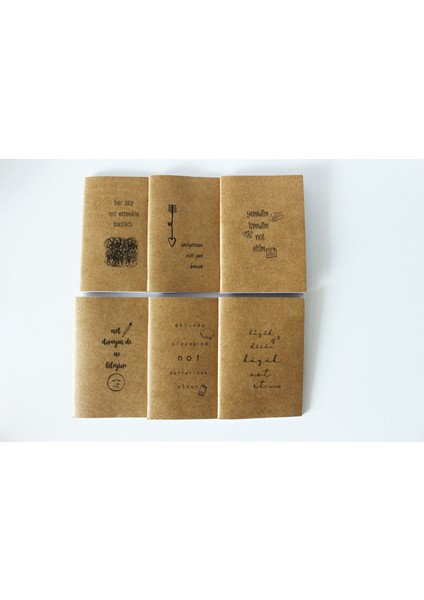 Kraft Not Defteri Seti 6lı Kraft Defter Seti Eğlenceli Hediye %100 Geri Dönüşümlü Kağıttan Üretim