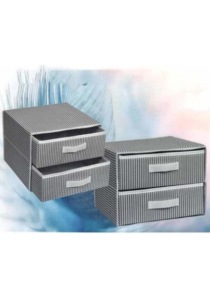 Iki Gözlü Dolap Içi Depolama ve Organizer Çekmecesi, Gri Renk