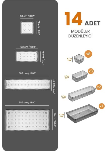 14 Parça Bebek Çekmece Düzenleyici, Gri, Bebek Bakım ve Organizer Seti fiyatları
