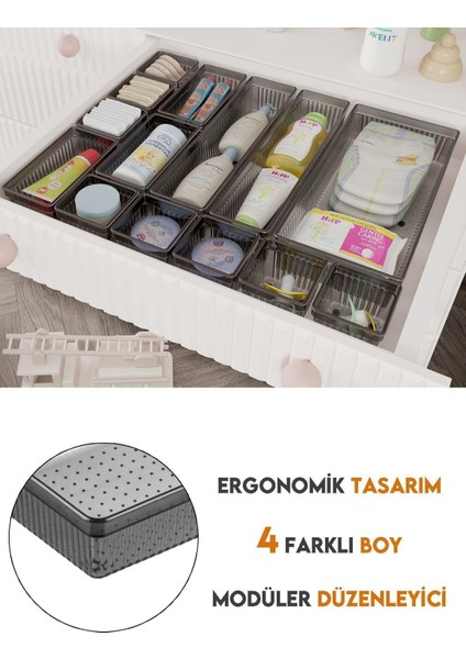 14 Parça Bebek Çekmece Düzenleyici, Gri, Bebek Bakım ve Organizer Seti modelleri