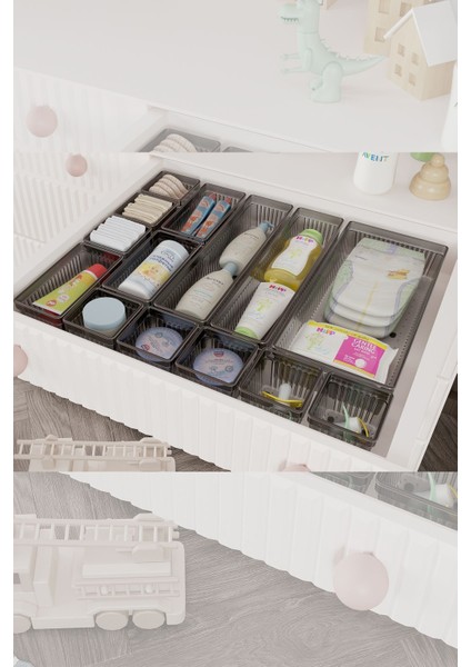 14 Parça Bebek Çekmece Düzenleyici, Gri, Bebek Bakım ve Organizer Seti fırsatları