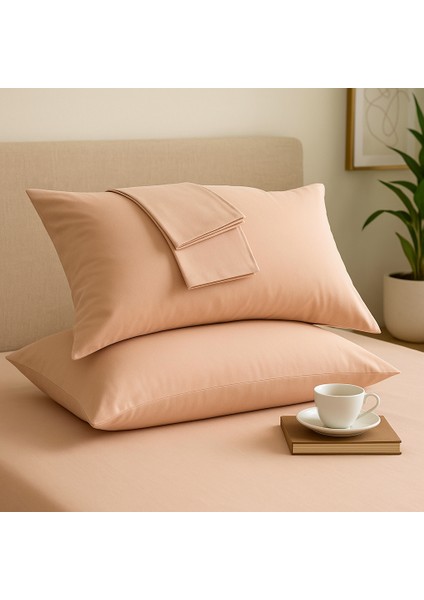 Bej Yastık Kılıfı Pamuk Kumaş Kapaklı (2 Adet) 50 x 70 cm fırsatları