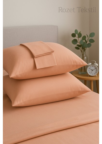 Bej Yastık Kılıfı Pamuk Kumaş Kapaklı (2 Adet) 50 x 70 cm