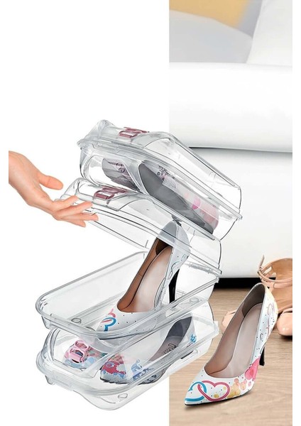 Şeffaf Hava Alan Kadın Ayakkabı Saklama Kutusu, 3'lü Set, Şık ve Pratik Düzen Sağlayıcı
