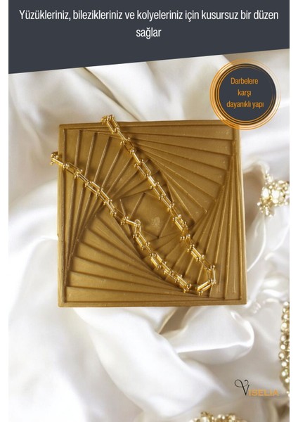 Takı Tabağı Takı Organizeri Takı Makyaj Kozmetik Düzenleyici Altın Renk Model 3